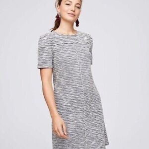 Ann Taylor Loft Black and White Tweed Dress